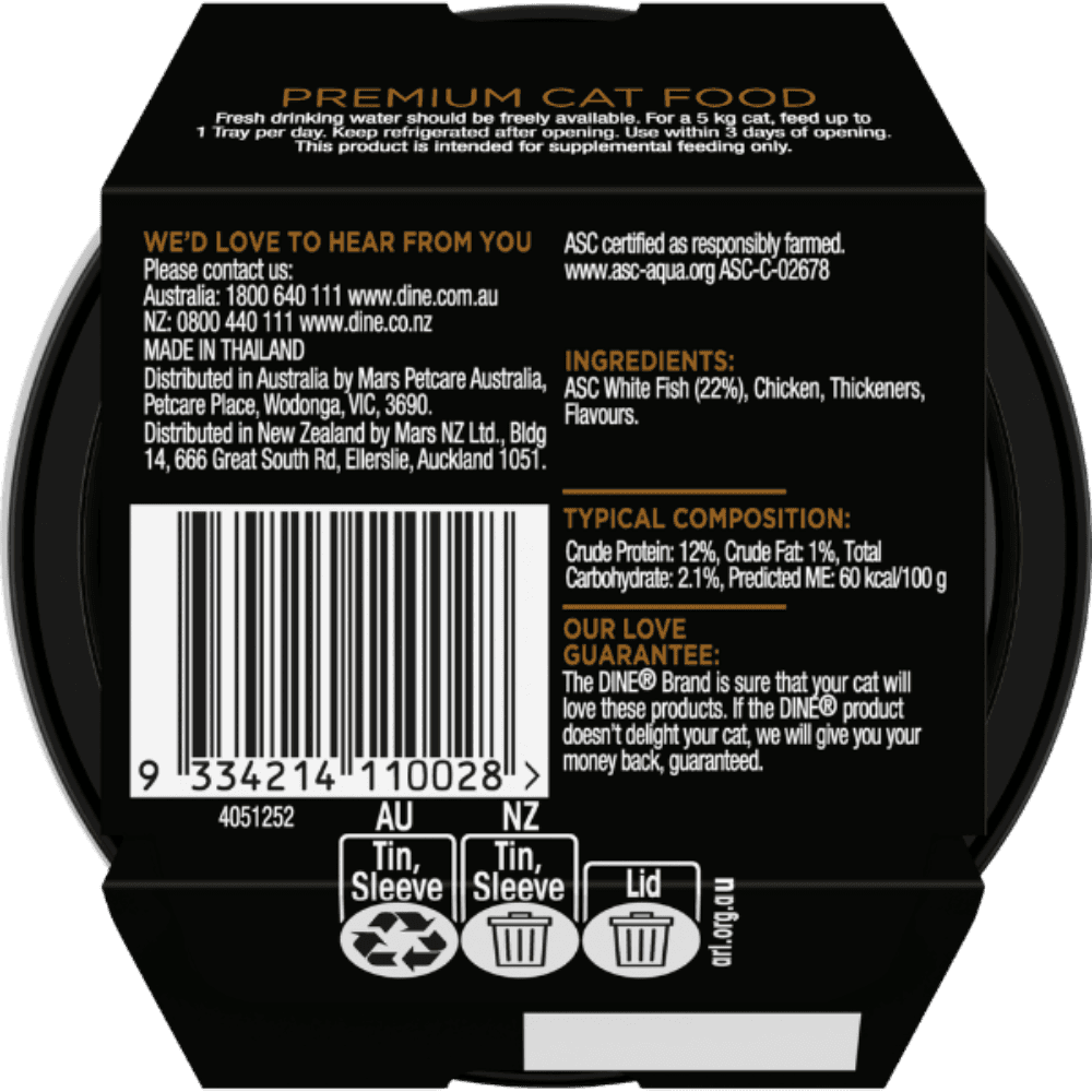 Dine Fillets with Whitefish Cat Wet Food Tray