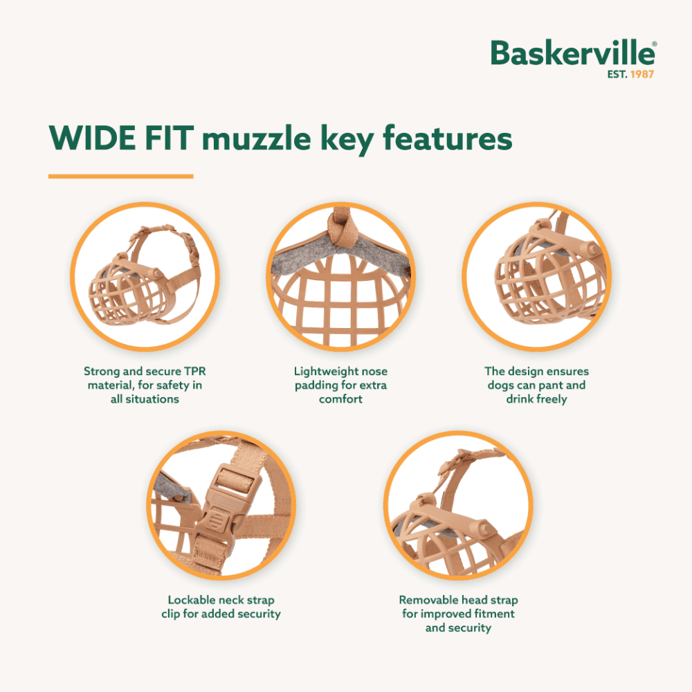 Baskerville Wide Fit Muzzle Dog Beige