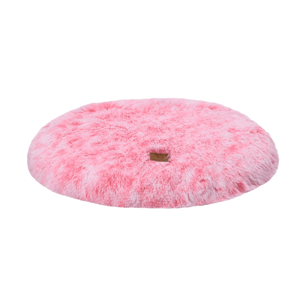 charlies-round-shaggy-faux-fur-calming-pet-mat-ombre-pink