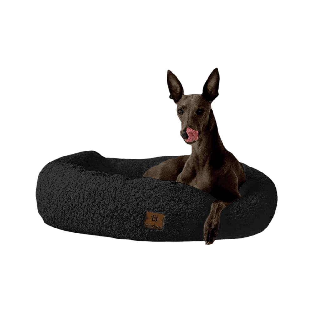 charlies-round-teddy-fleece-calming-pet-bed-charcoal