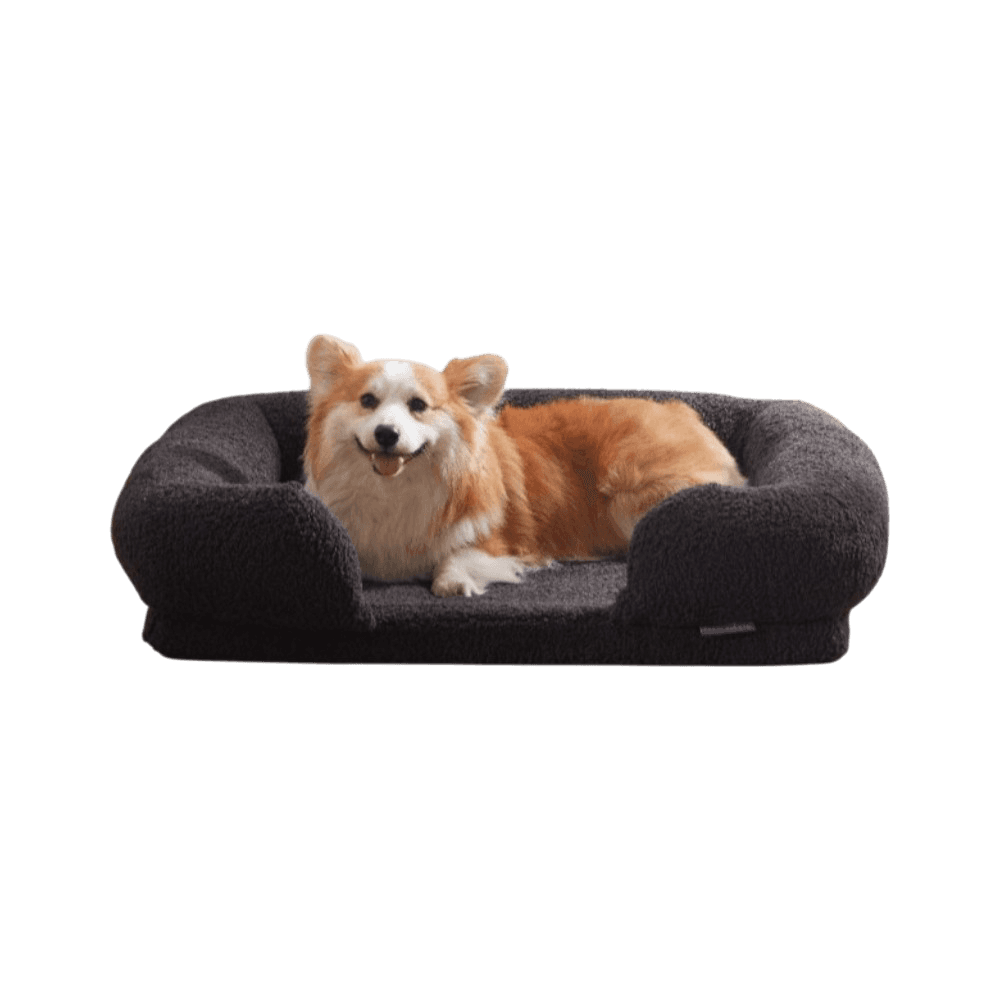 charlies-teddy-fleece-orthopedic-memory-foam-dog-bolster-bed-charcoal