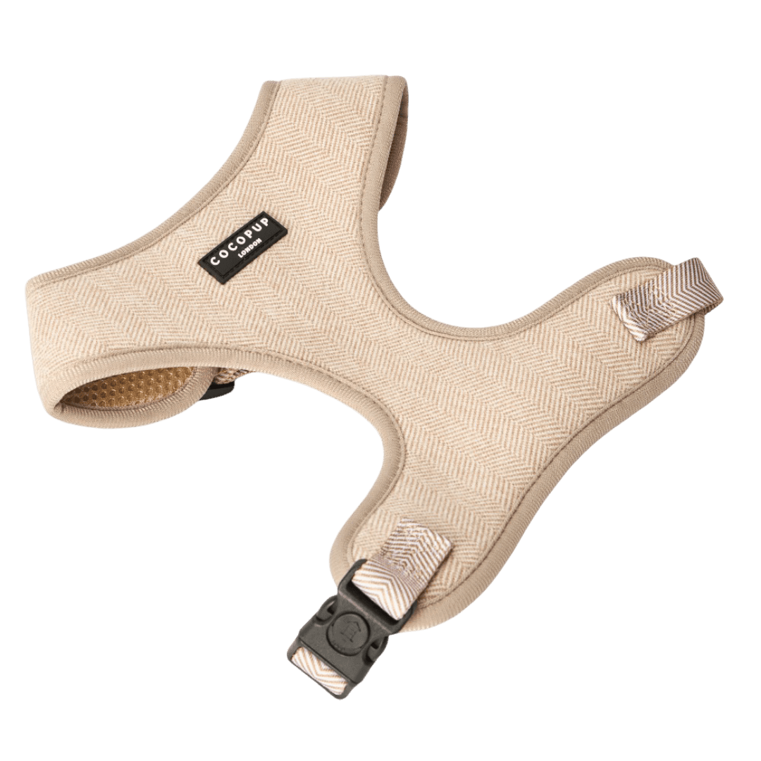 cocopup-london-adjustable-neck-dog-harness-brown-tweed