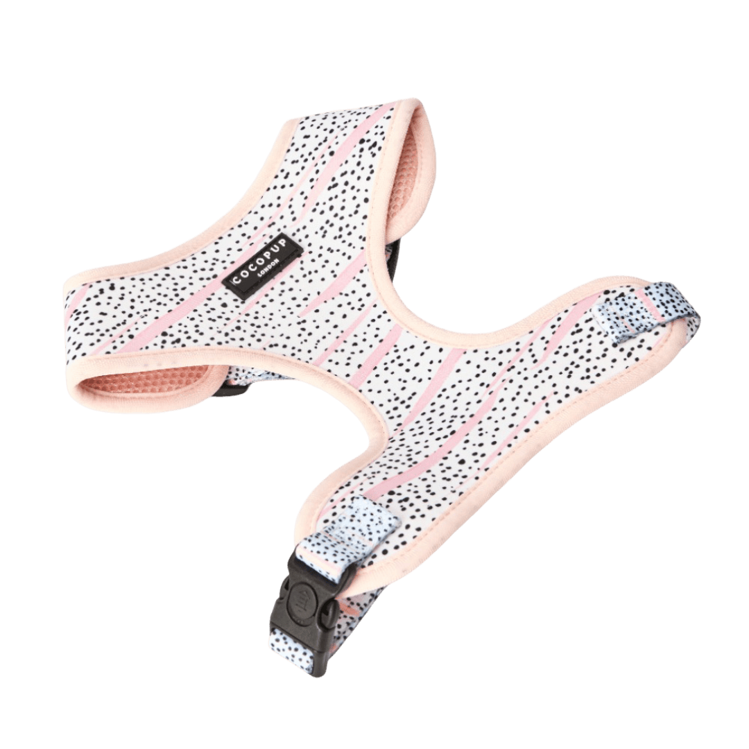 Adjustable Dog Harness in Pink Dalmatian