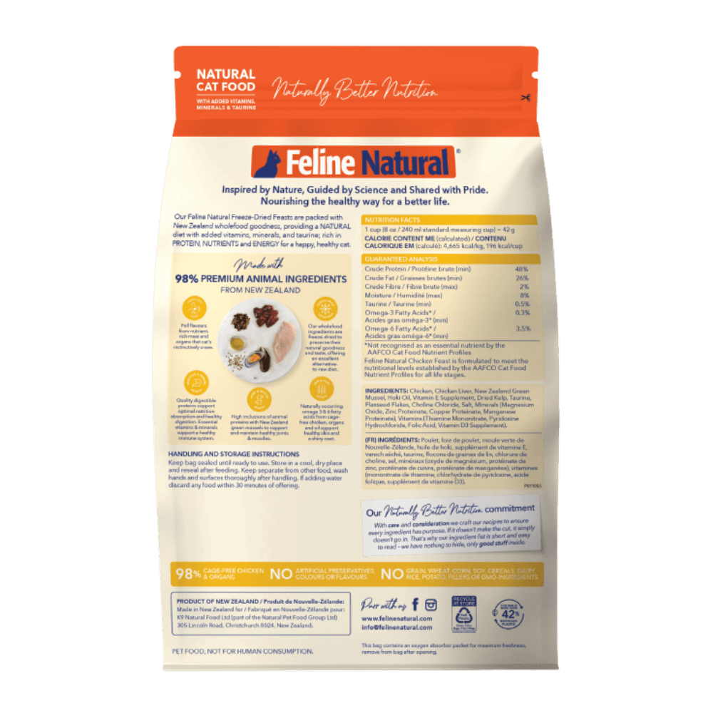 Feline Natural Chicken Feast All Lifestages Freeze Dried Cat Food