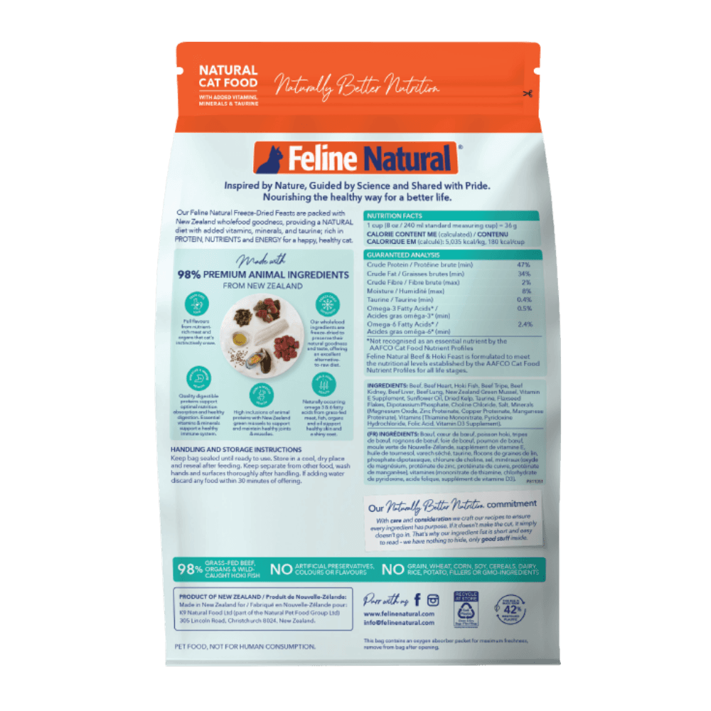 Feline Natural Grain Free Beef Feast All Lifestages Freeze Dried Cat Food