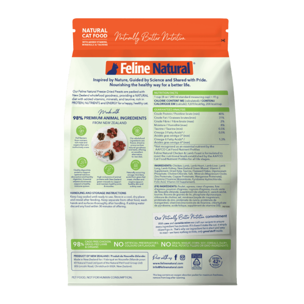 Feline Natural Chicken & Lamb Feast All Lifestages Freeze Dried Cat Food