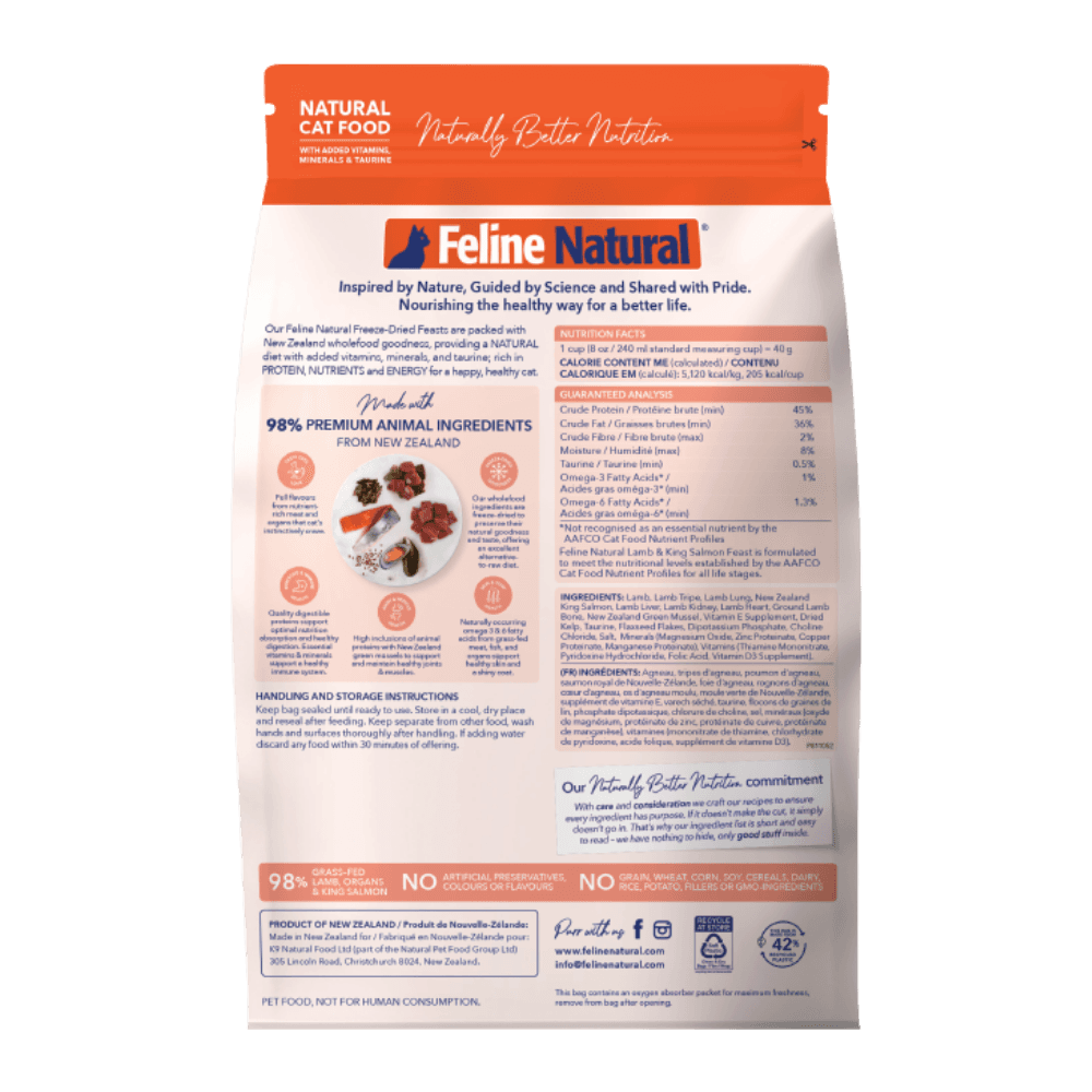 Feline Natural Lamb & King Salmon All Lifestages Freeze Dried Cat Food
