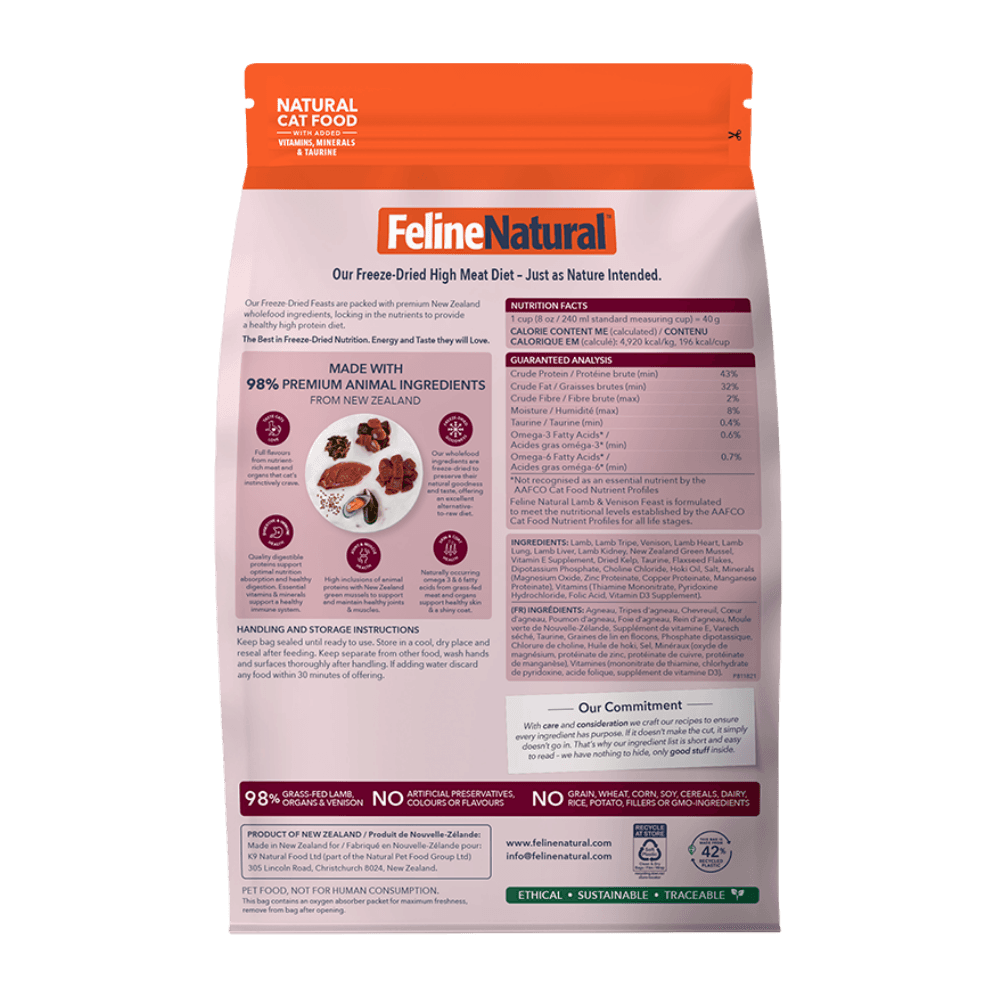 Feline Natural Lamb & Venison Feast All Lifestages Freeze Dried Cat Food