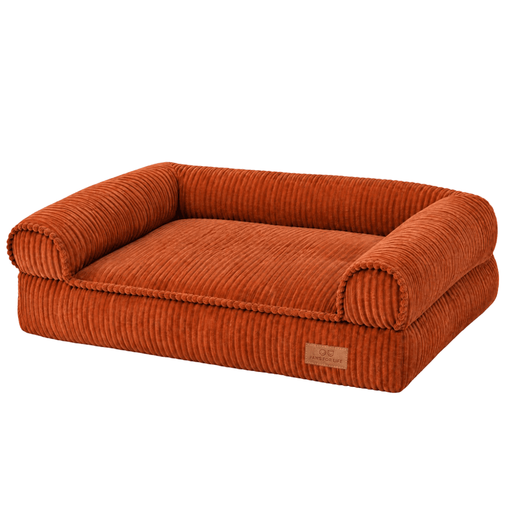 Corduroy Memory Foam Rectangular Pet Bed Orange
