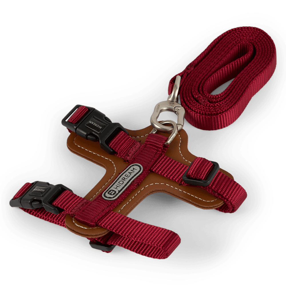 hi-dream-leather-cat-harness-and-leash-set-red