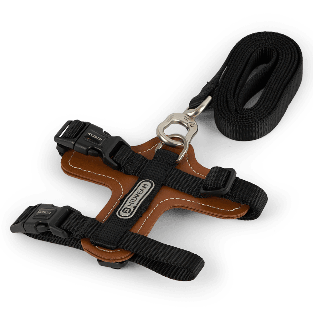 hi-dream-leather-cat-harness-and-leash-set-black