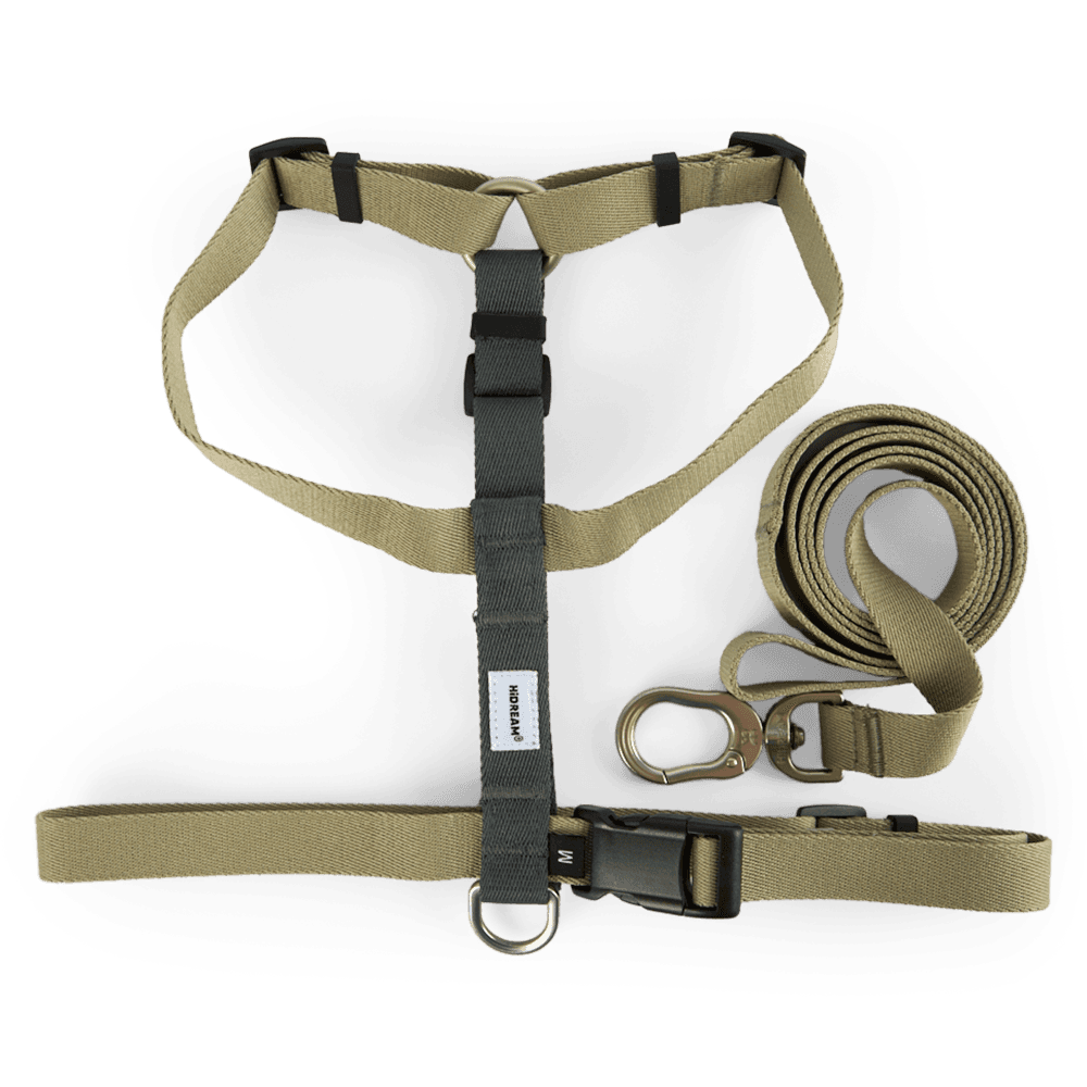 hi-dream-i-shaped-dog-harness-and-leash-set-khaki