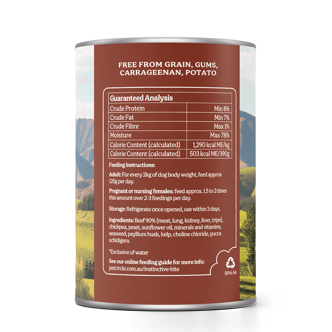 Instinctive Bite Single Protein Beef All Lifestages Wet Dog Food Cans