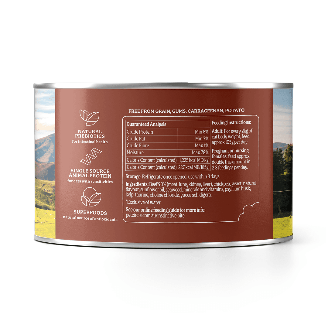 Instinctive Bite Single Protein Beef All Lifestages Wet Cat Food Cans