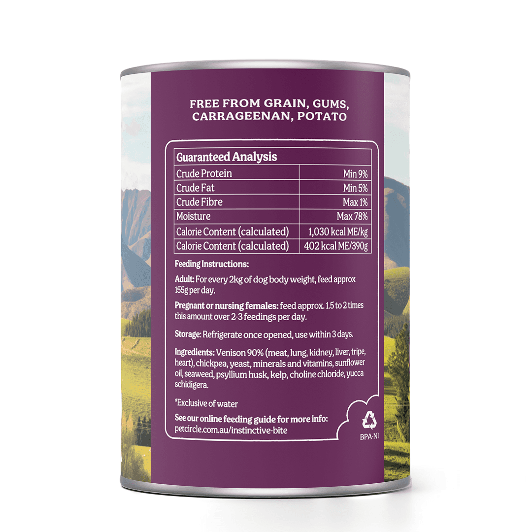 Instinctive Bite Single Protein Venison All Lifestages Wet Dog Food Cans