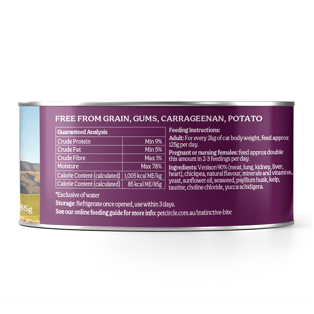 Instinctive Bite Single Protein Venison All Lifestages Wet Cat Food Cans