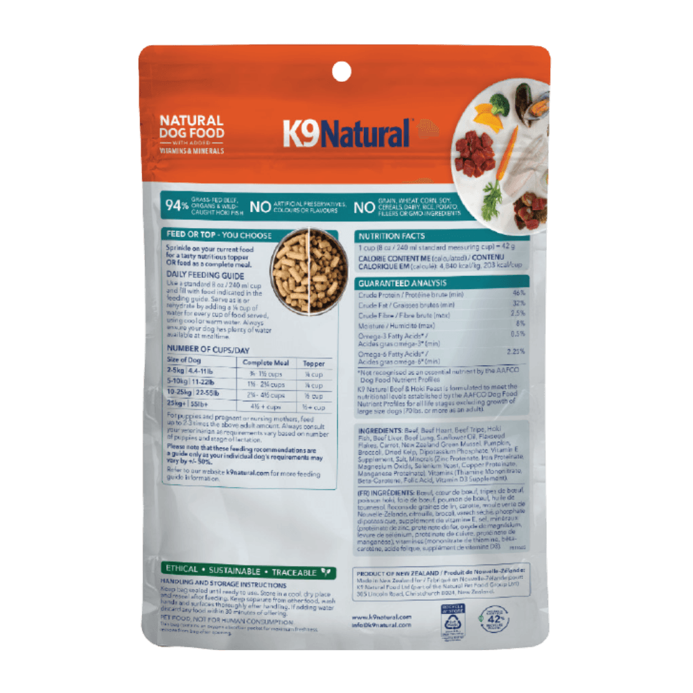 K9 Natural Beef & Hoki Feast Freeze Dried All Lifestages Dry Dog Food Meal Topper