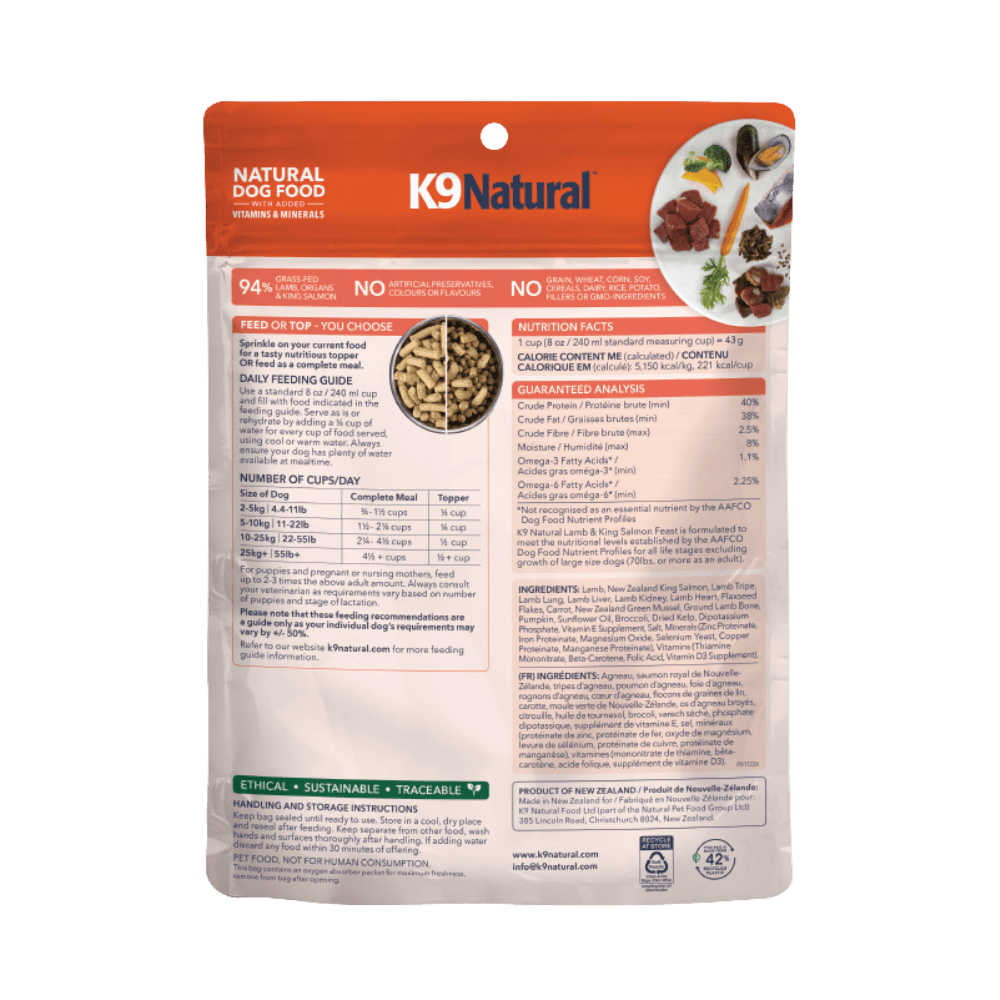 K9 Natural Freeze Dried Lamb & King Salmon All Lifestages Dry Dog Food