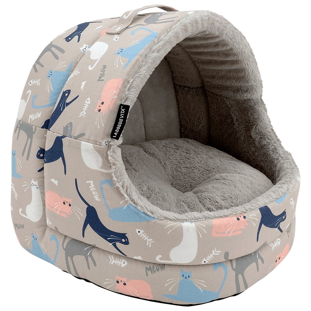 la-doggie-vita-cat-hooded-bed-catisse-taupe
