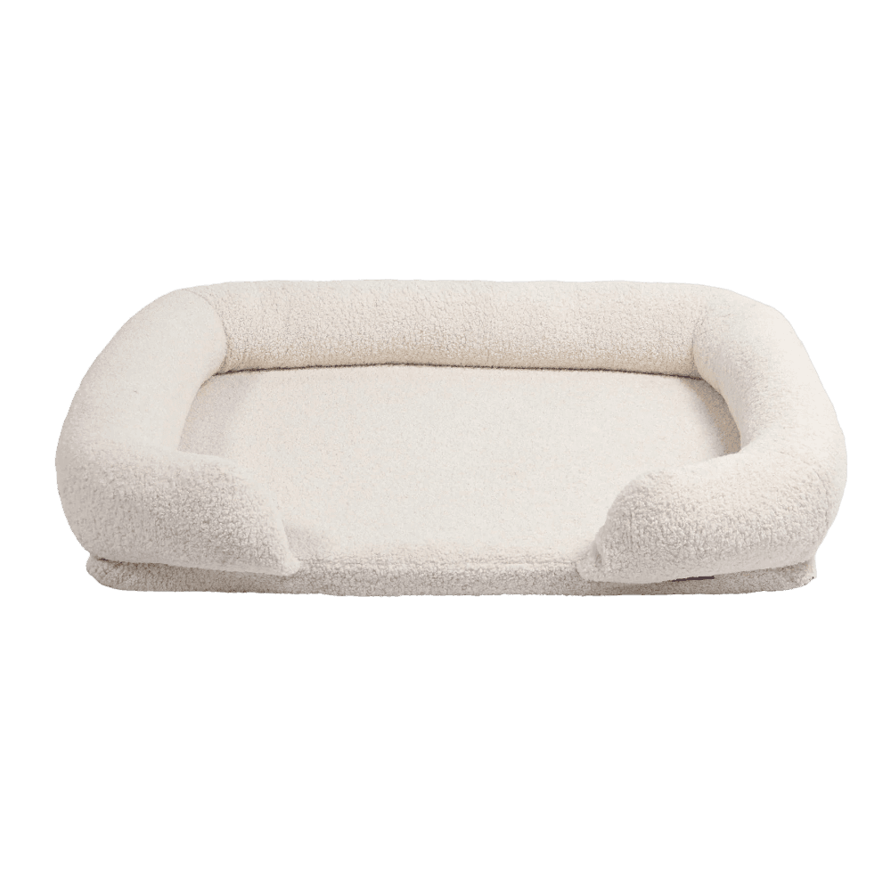 charlies-teddy-fleece-orthopedic-memory-foam-dog-bolster-bed-cream