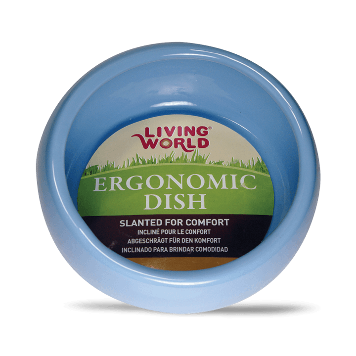 Living World Ceramic Ergonomic Blue Bowl For Small Animals