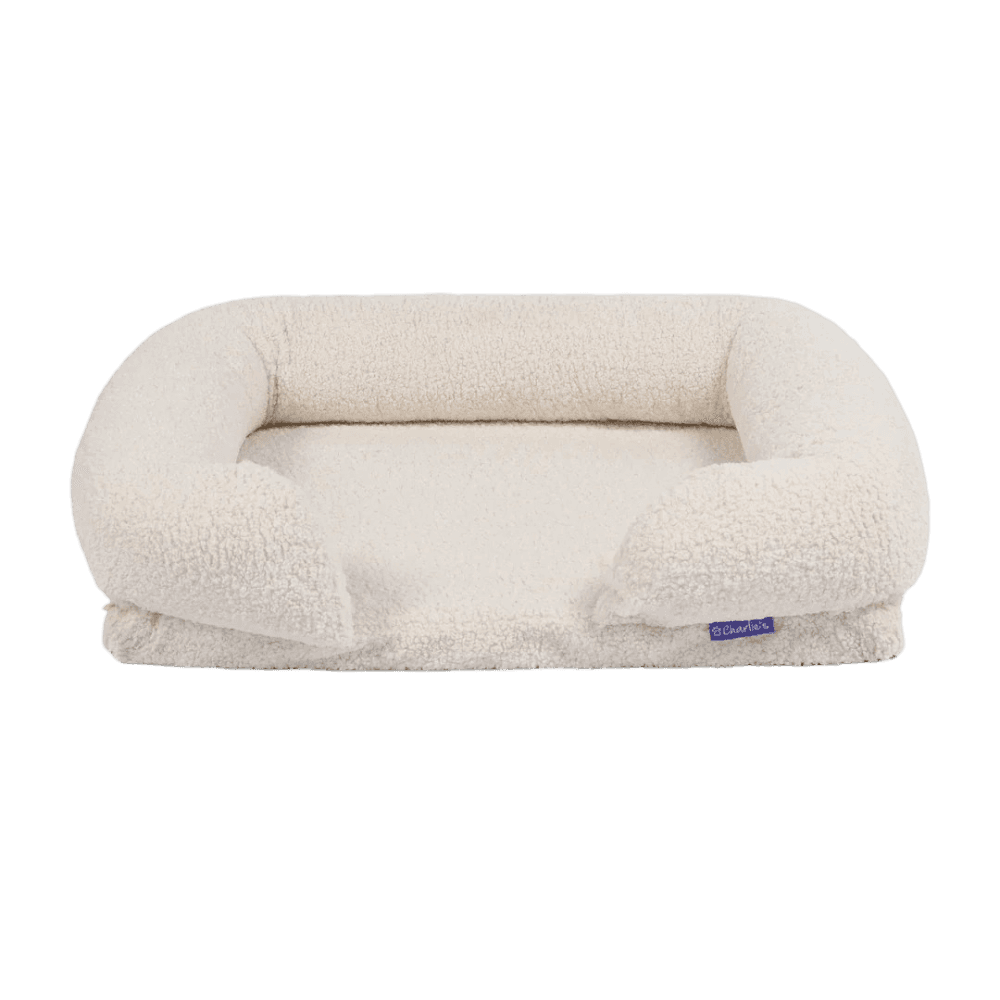 charlies-teddy-fleece-orthopedic-memory-foam-dog-bolster-bed-cream