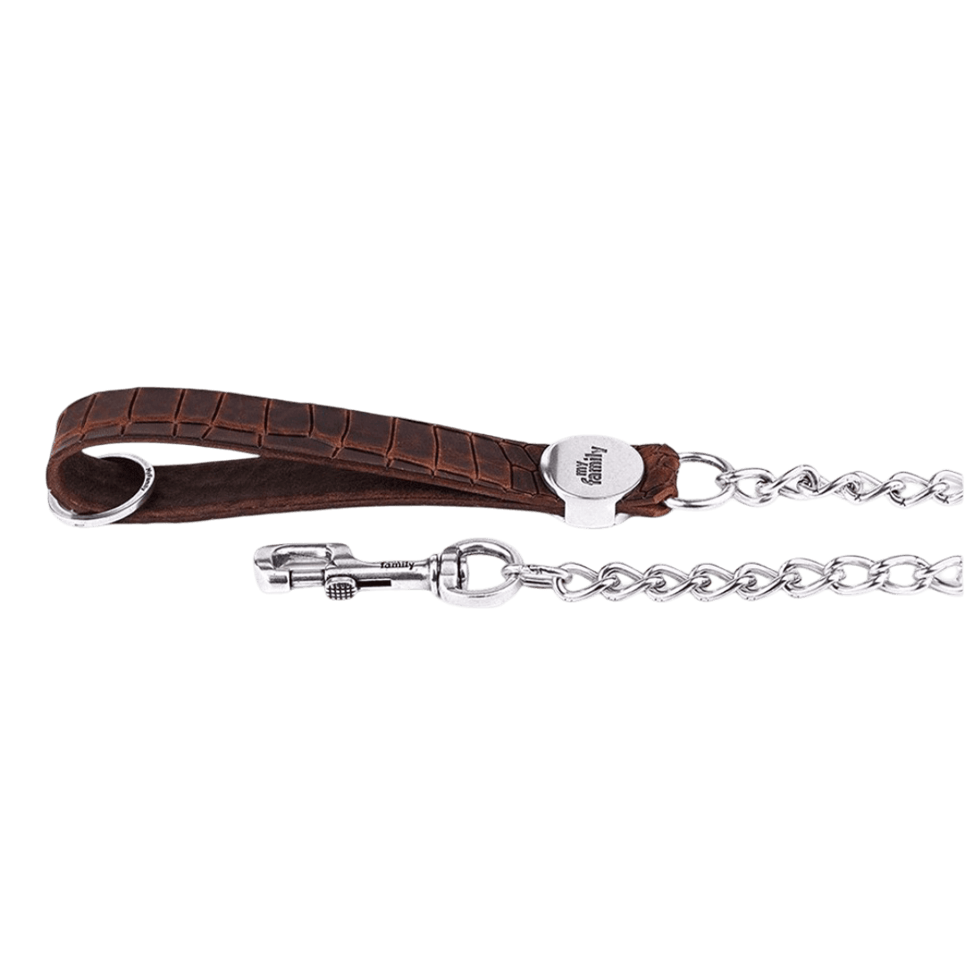 my-family-tucson-leather-chain-leash-brown
