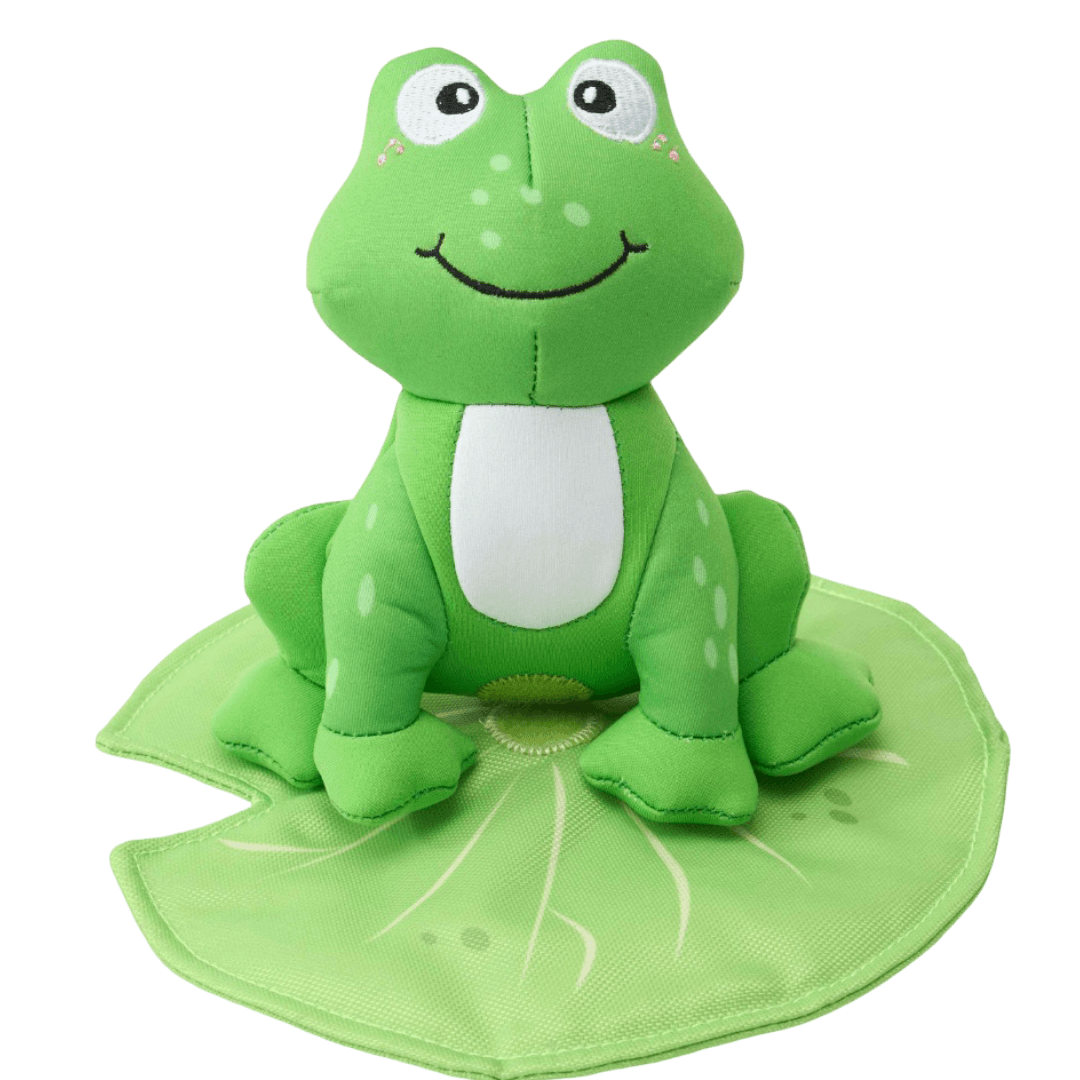 paws-for-life-2-in-1-floating-frog-on-lily-pad-plush-dog-toy
