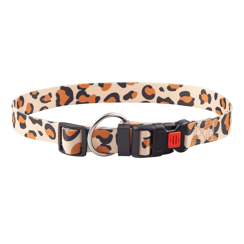 Leopard Print Dog Collar with Snap Buckle