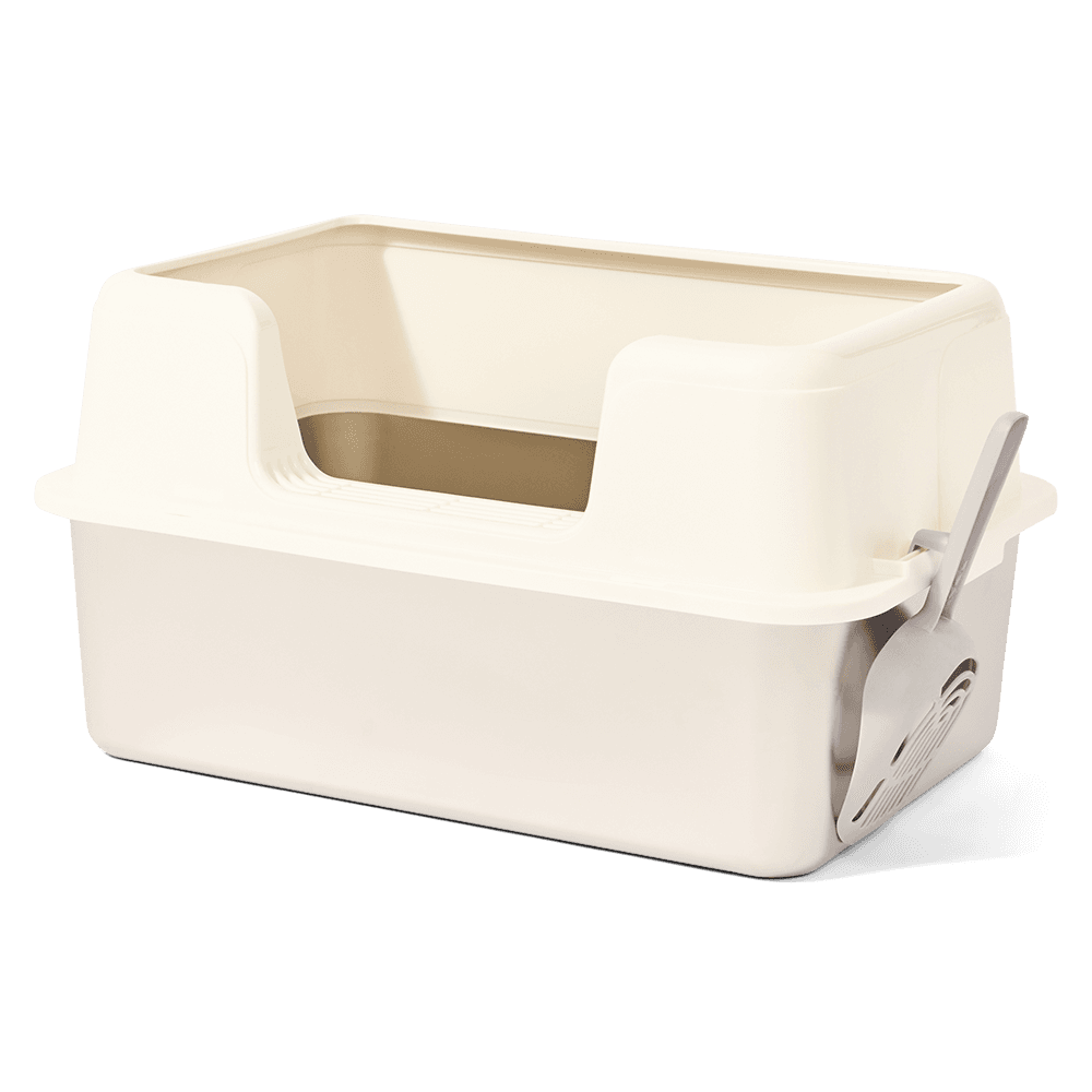 the-catsentials-front-opening-stainless-steel-cat-litter-box-white