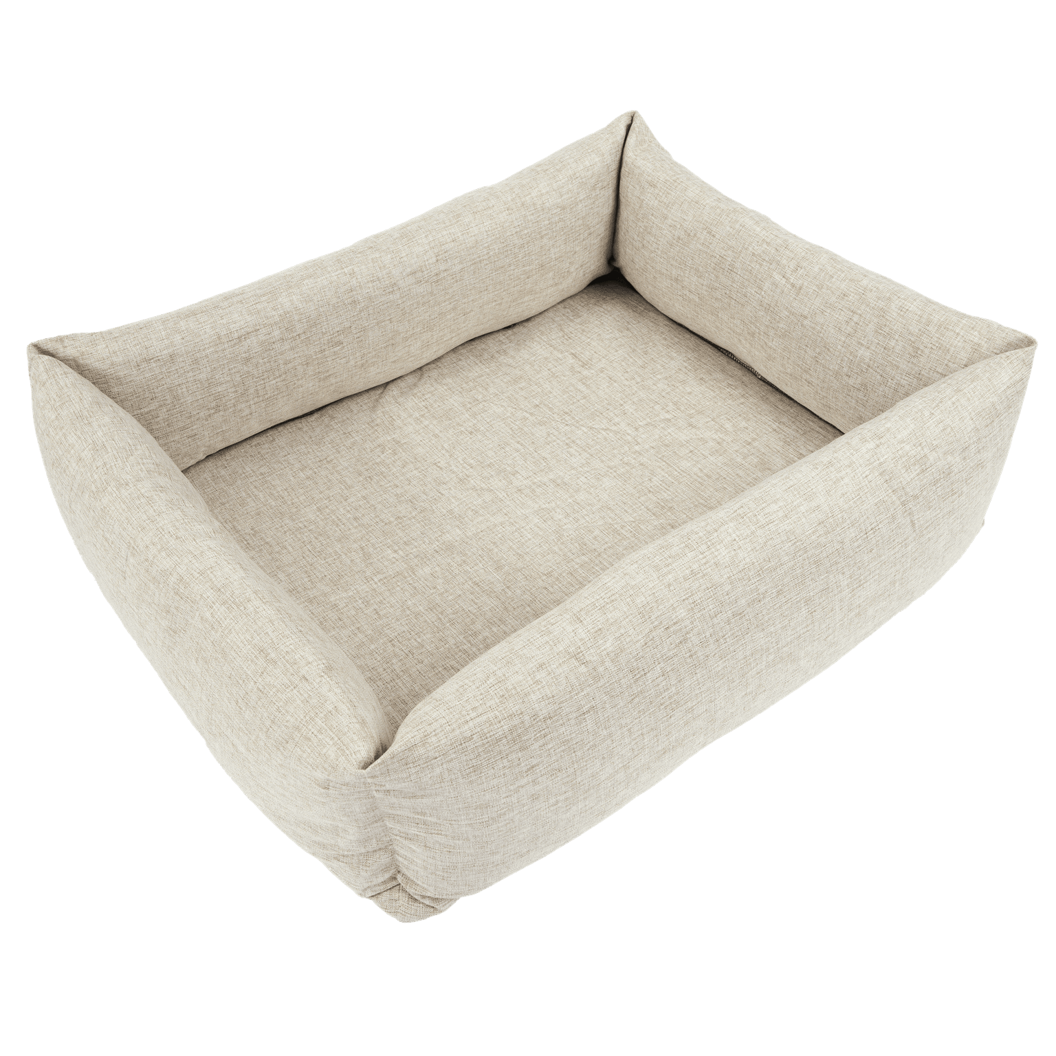 paws-for-life-rectangular-bolster-pet-bed-faux-linen-oatmeal