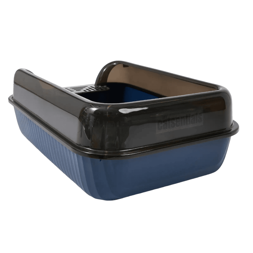 Semi Enclosed Cat Litter Box Plain Blue