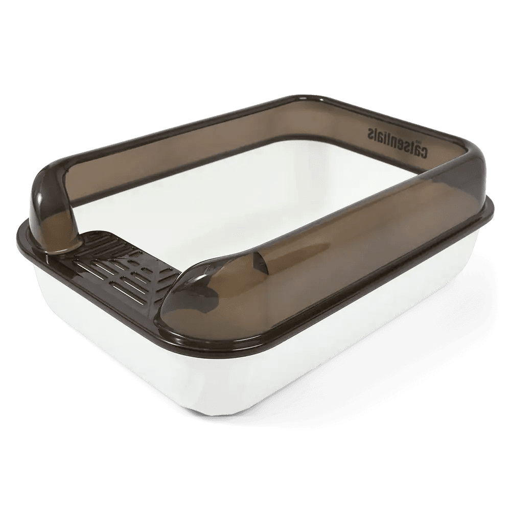 Semi Enclosed Cat Litter Box Plain White