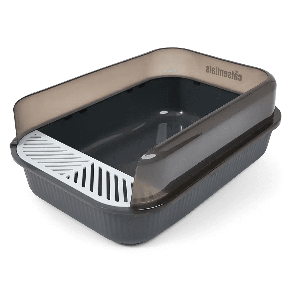 Semi Enclosed Cat Litter Box Gray