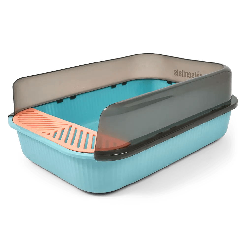 Semi Enclosed Cat Litter Box Blue
