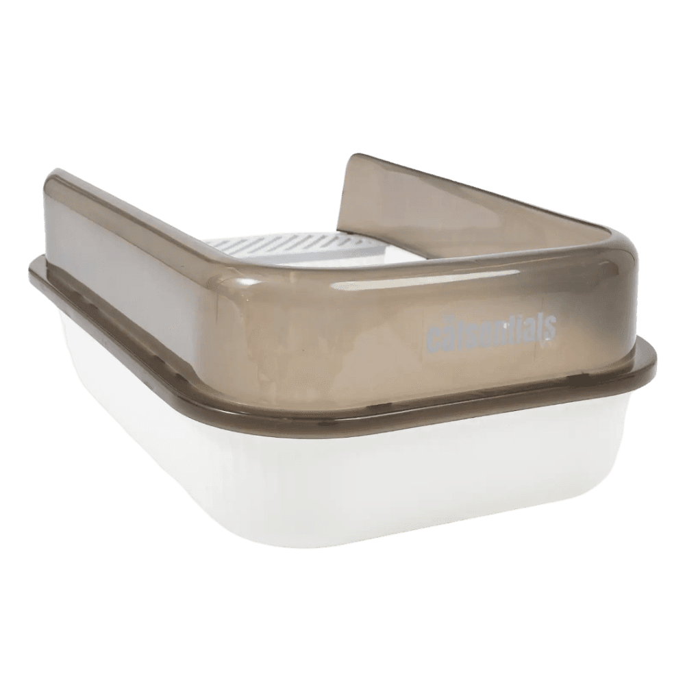 Semi Enclosed Cat Litter Box White