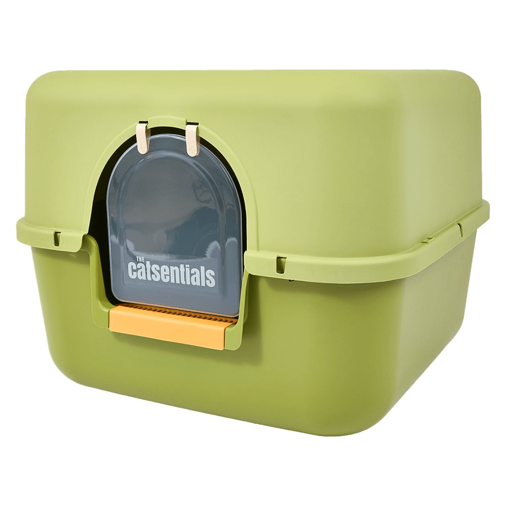 Square Enclosed Cat Litter Box Green