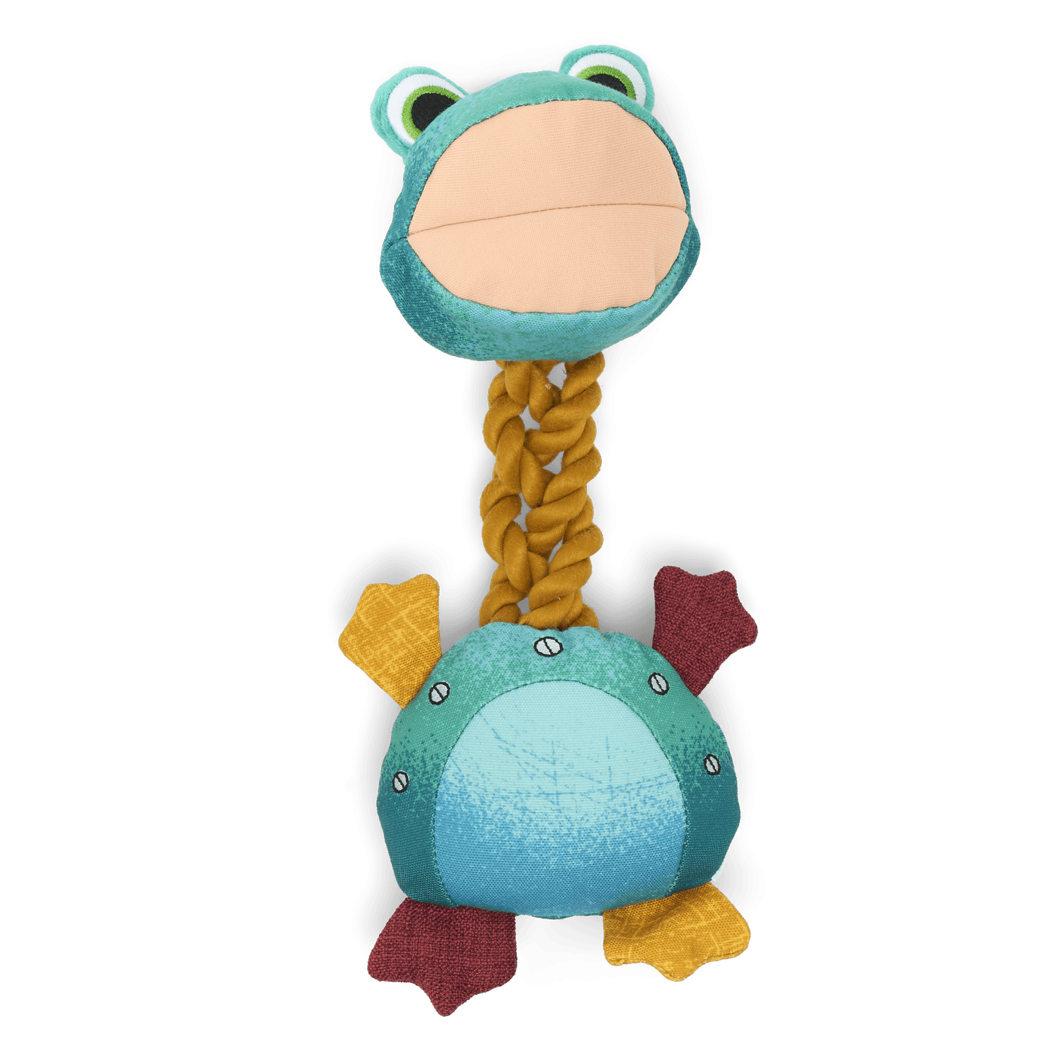 paws-for-life-tuff-canvas-frog-with-rope-neck-dog-tug-toy