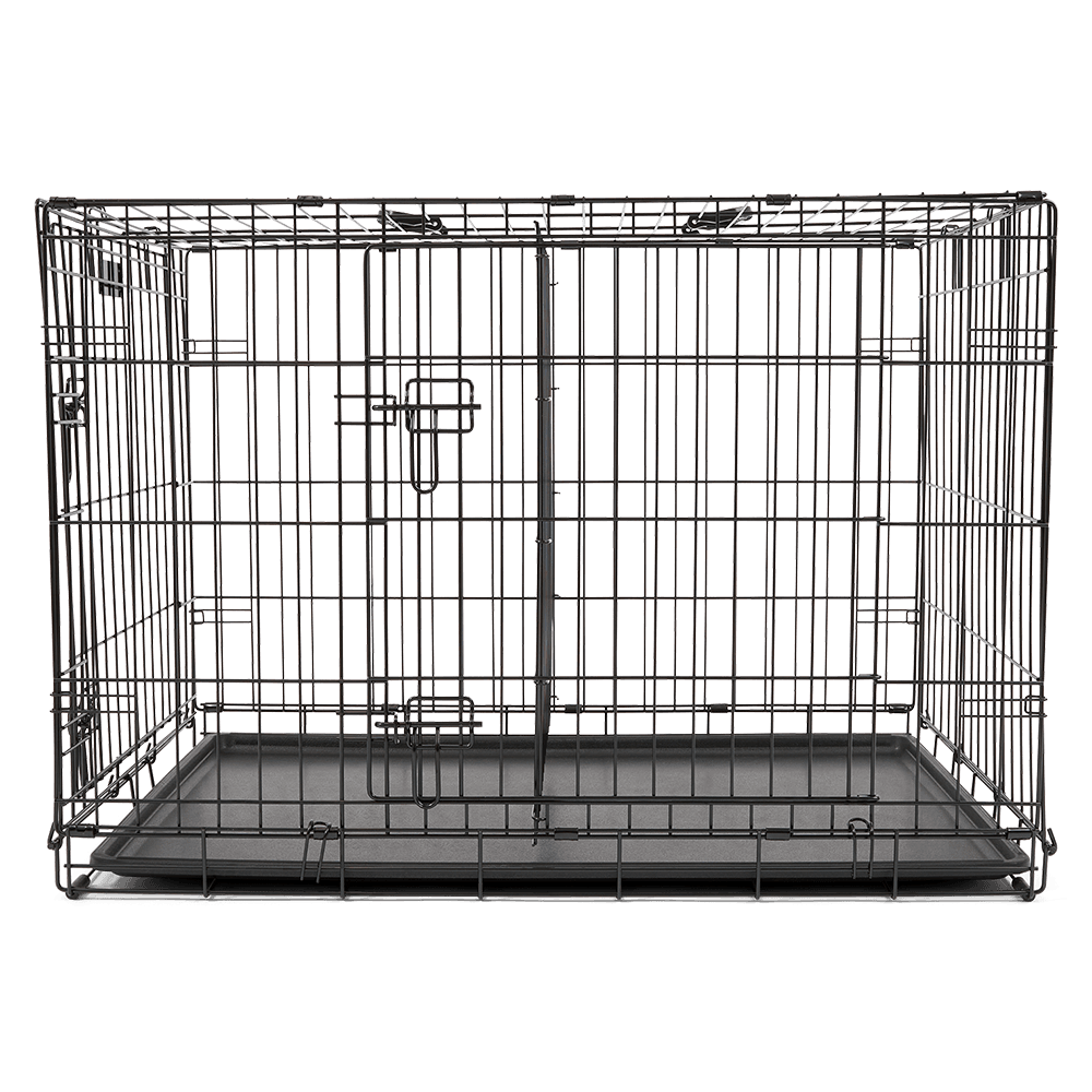 Double Door with Divider Wire Dog Crate Black
