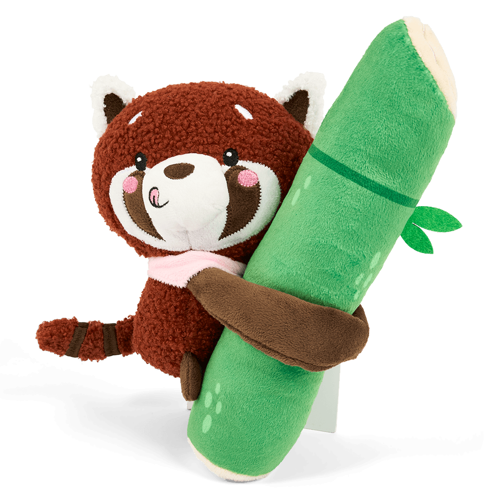 paws-for-life-hugmate-red-panda-hugging-bamboo-funny-squeaker-dog-toy