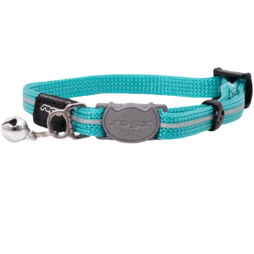 rogz-alleycat-safety-release-cat-collar-teal
