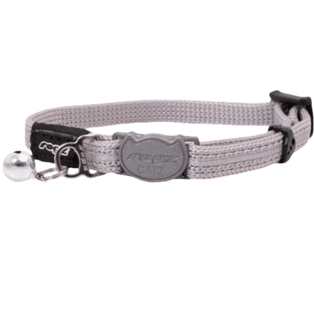 rogz-alleycat-safety-release-cat-collar-silver