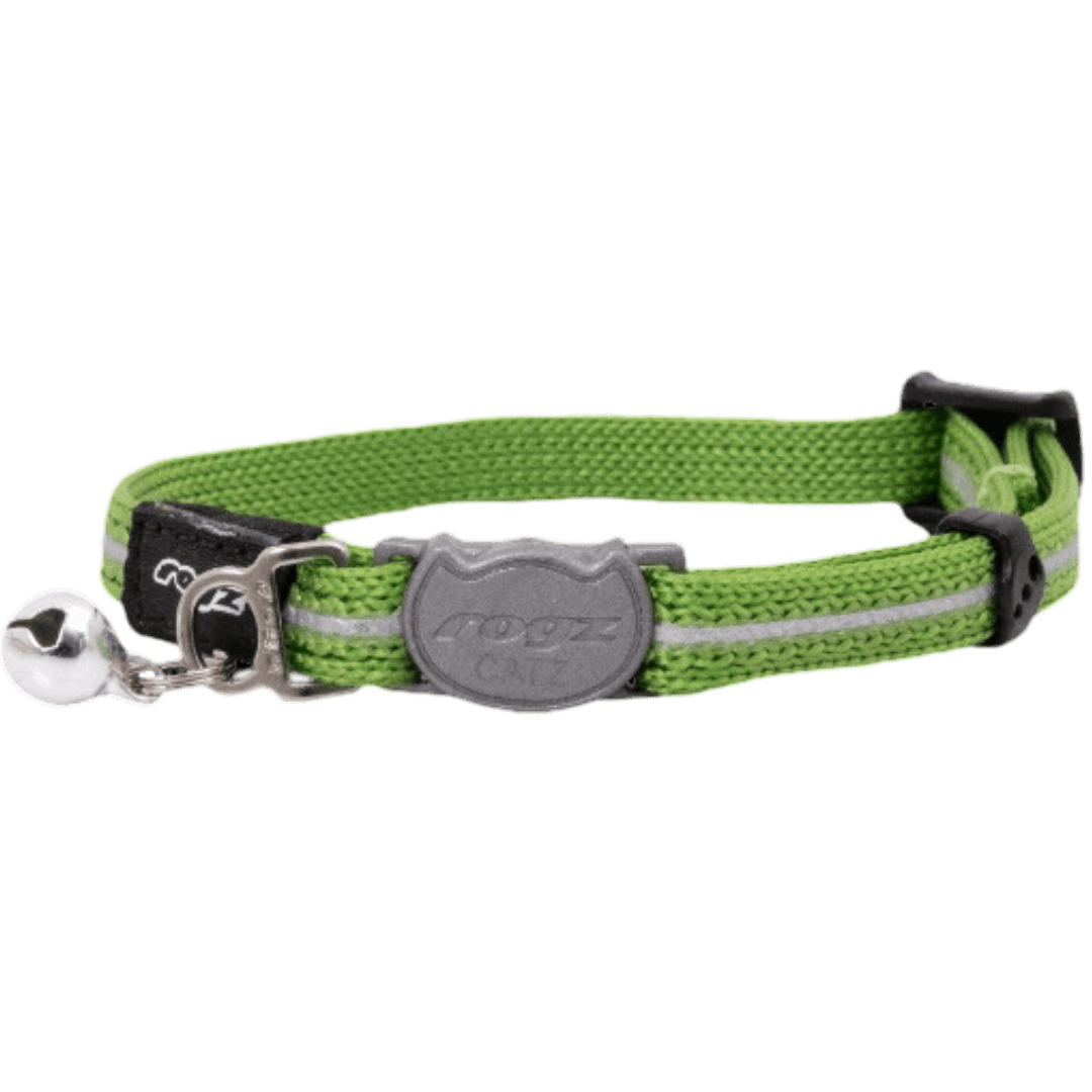 rogz-alleycat-safety-release-cat-collar-lime