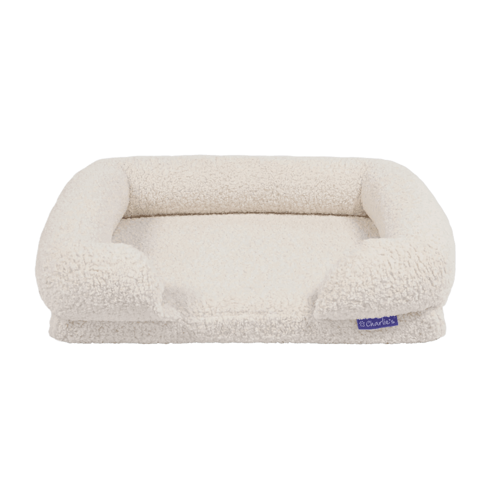 charlies-teddy-fleece-orthopedic-memory-foam-dog-bolster-bed-cream