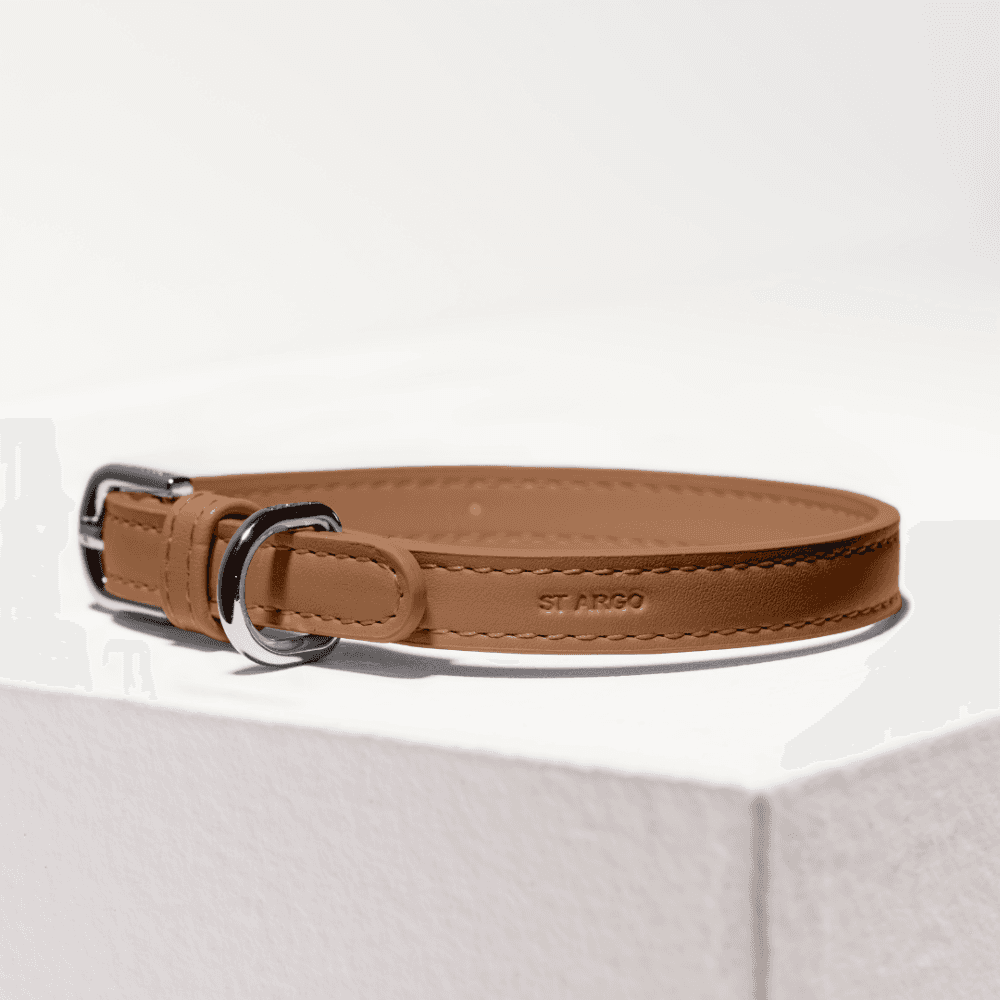 St Argo Vegan Leather Dog Collar in Brown