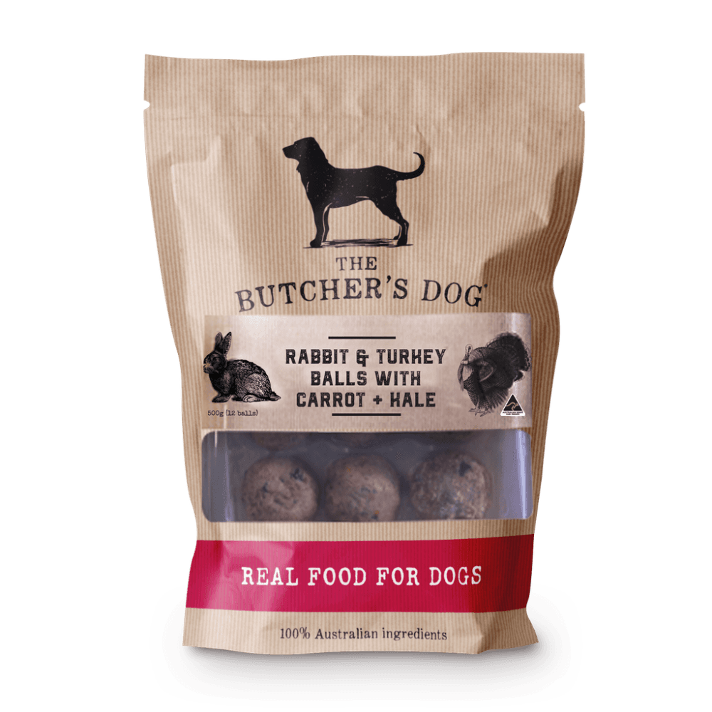 the-butchers-dog-rabbit-turkey-carrot-and-kale-meatballs-adult-frozen-dog-food