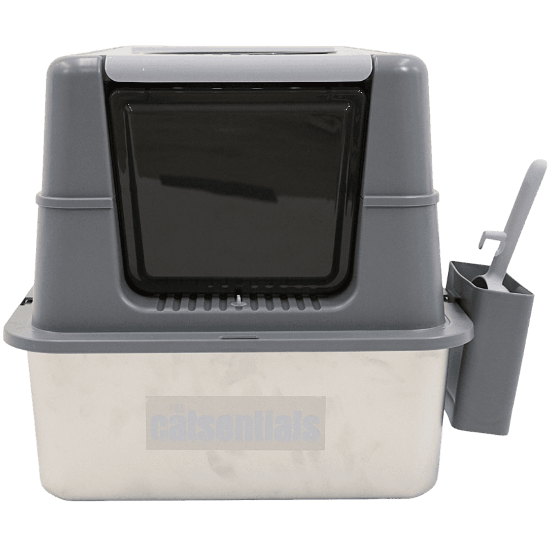 the-catsentials-large-enclosed-stainless-steel-cat-litter-box-grey