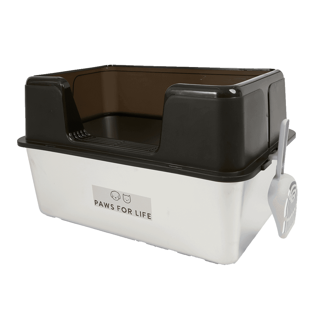 paws-for-life-semi-enclosed-stainless-steel-cat-litter-box-black