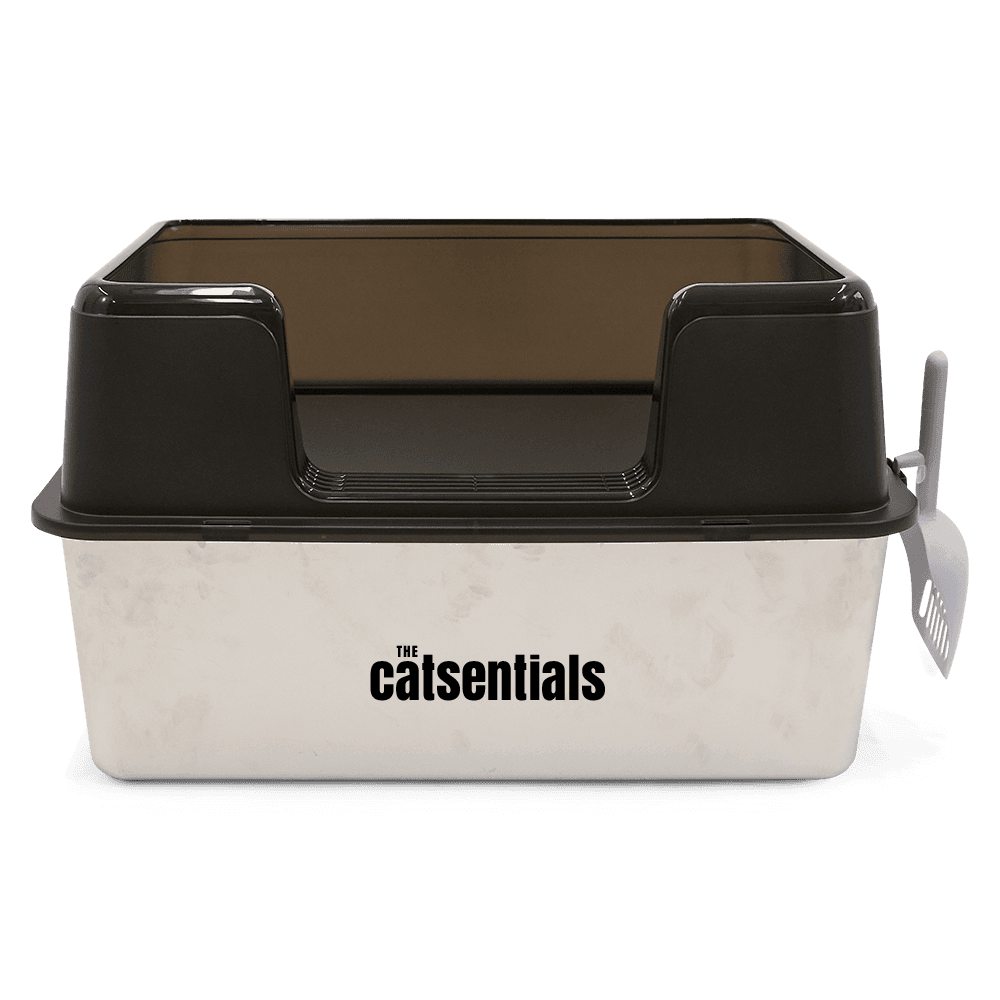 the-catsentials-front-opening-stainless-steel-cat-litter-box-black