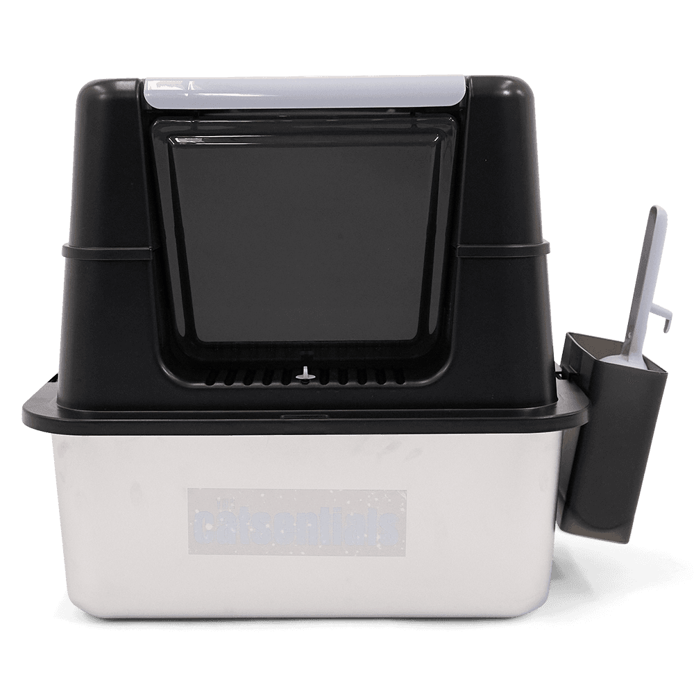 the-catsentials-large-enclosed-stainless-steel-cat-litter-box-black